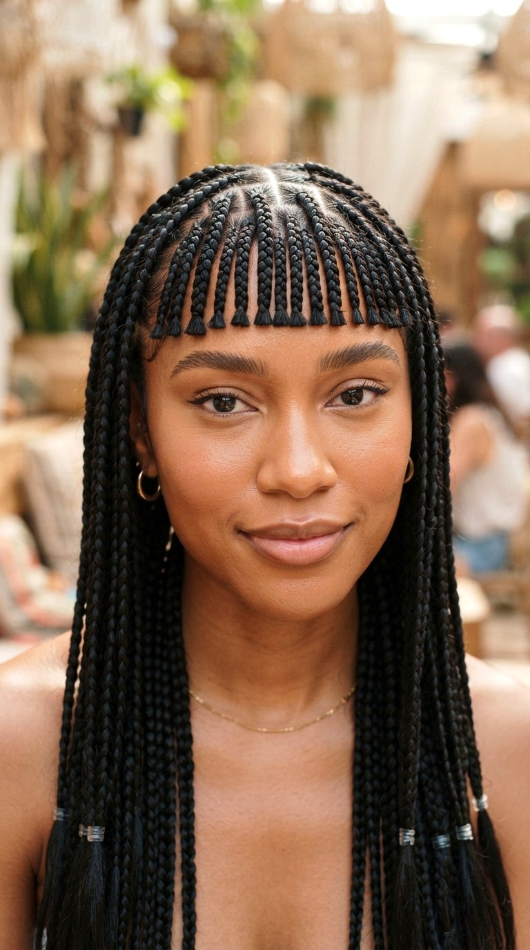 Box Braids with Bangs - 30 bangs hairstyles