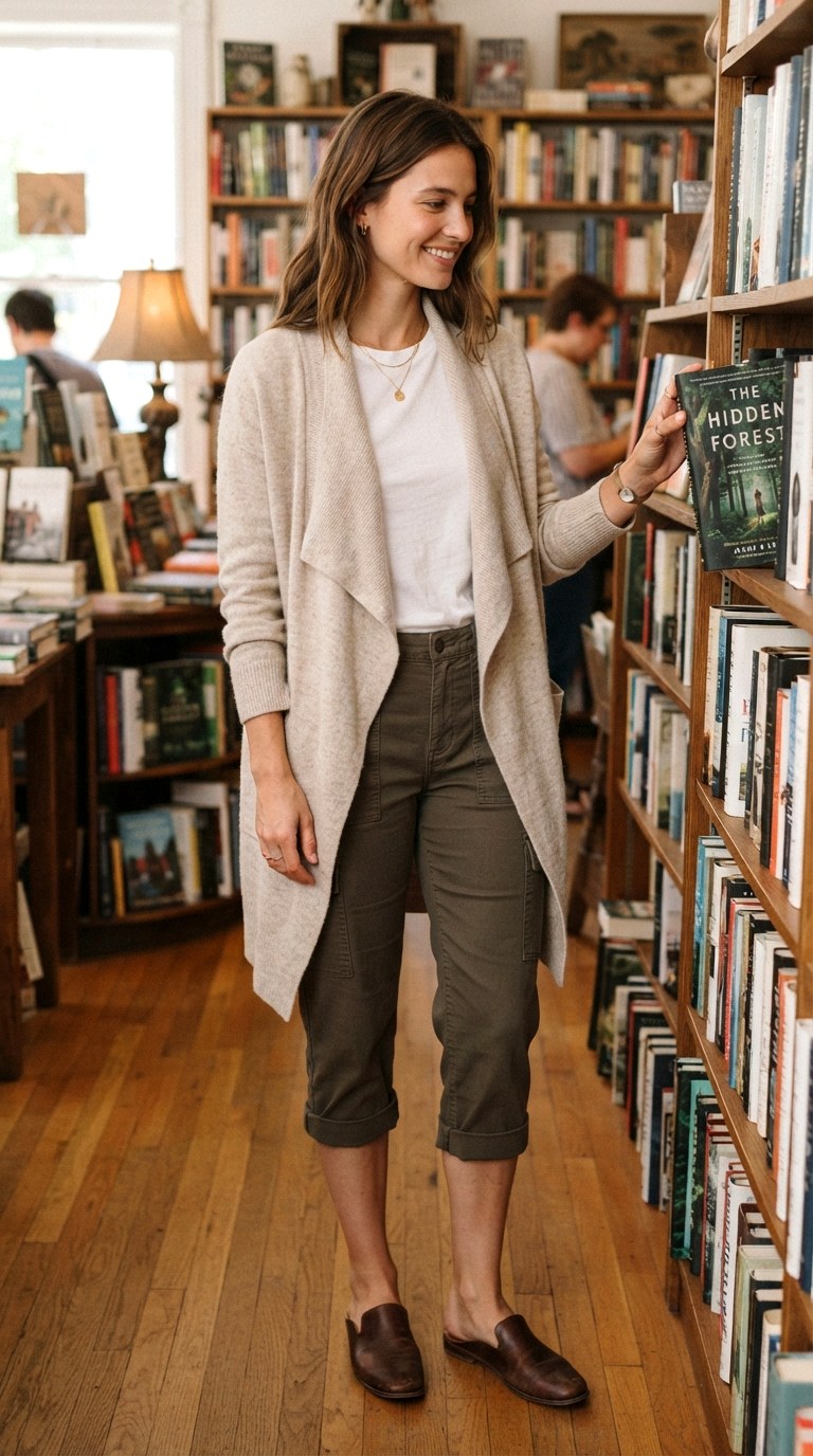 Boyfriend Cardigan Cozy Mode With Cargo Capri - 27 cargo capris outfit