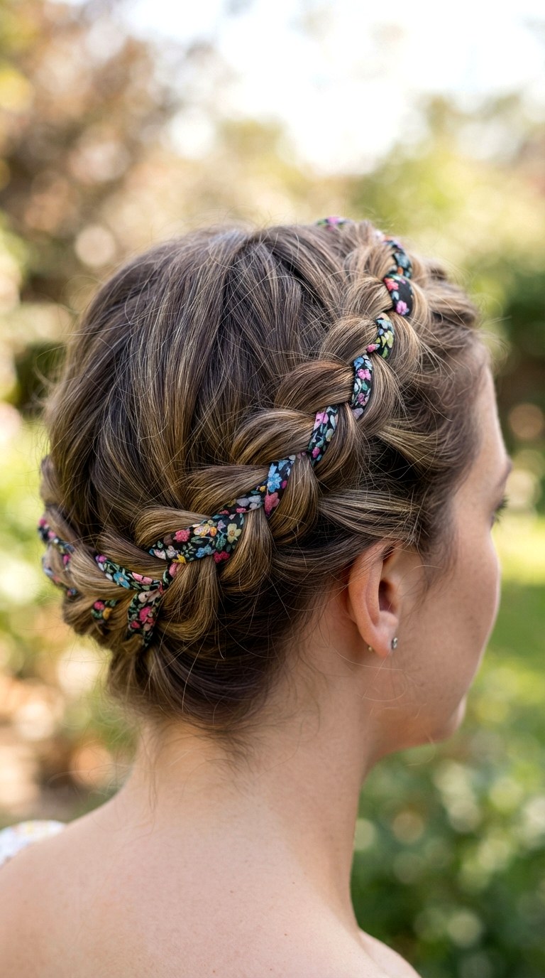 Braided Crown Weave - 25 silk bandana hairstyles