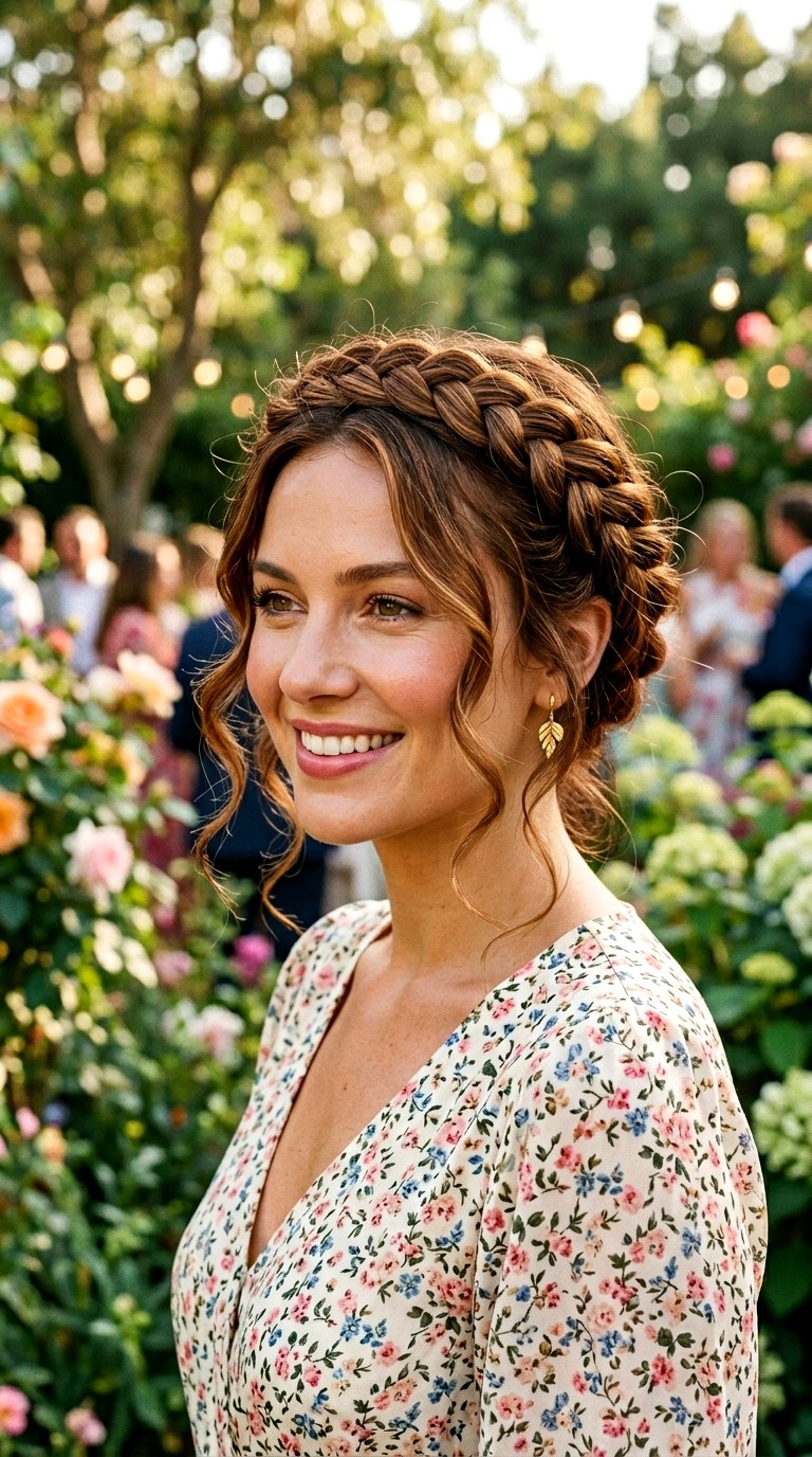 Braided Crown with Face Framing Curls - 29 hairstyle ideas