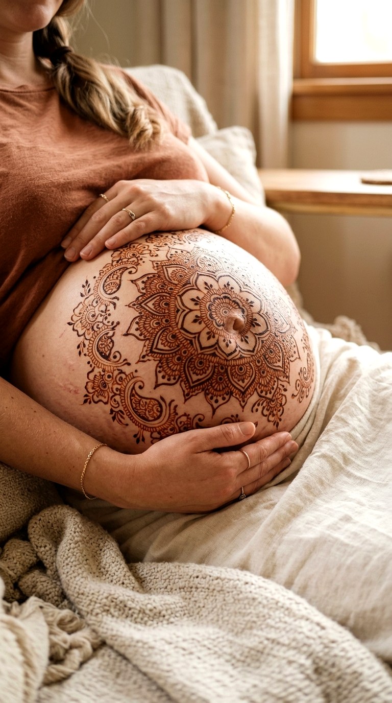 Bridal Belly Blooms - 22 henna inspo