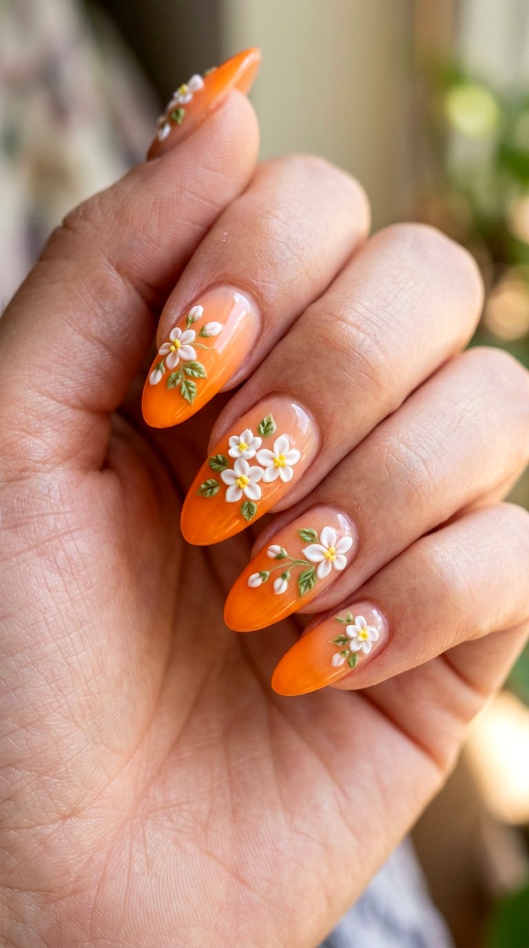 Bright Citrus Bloom Summer Set - 21 Classic Spring Acrylic Nails