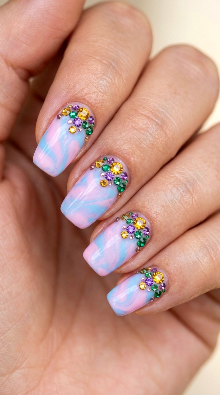 Bright Gemstone Accents - 29 Fun Spring Multicolor Nails
