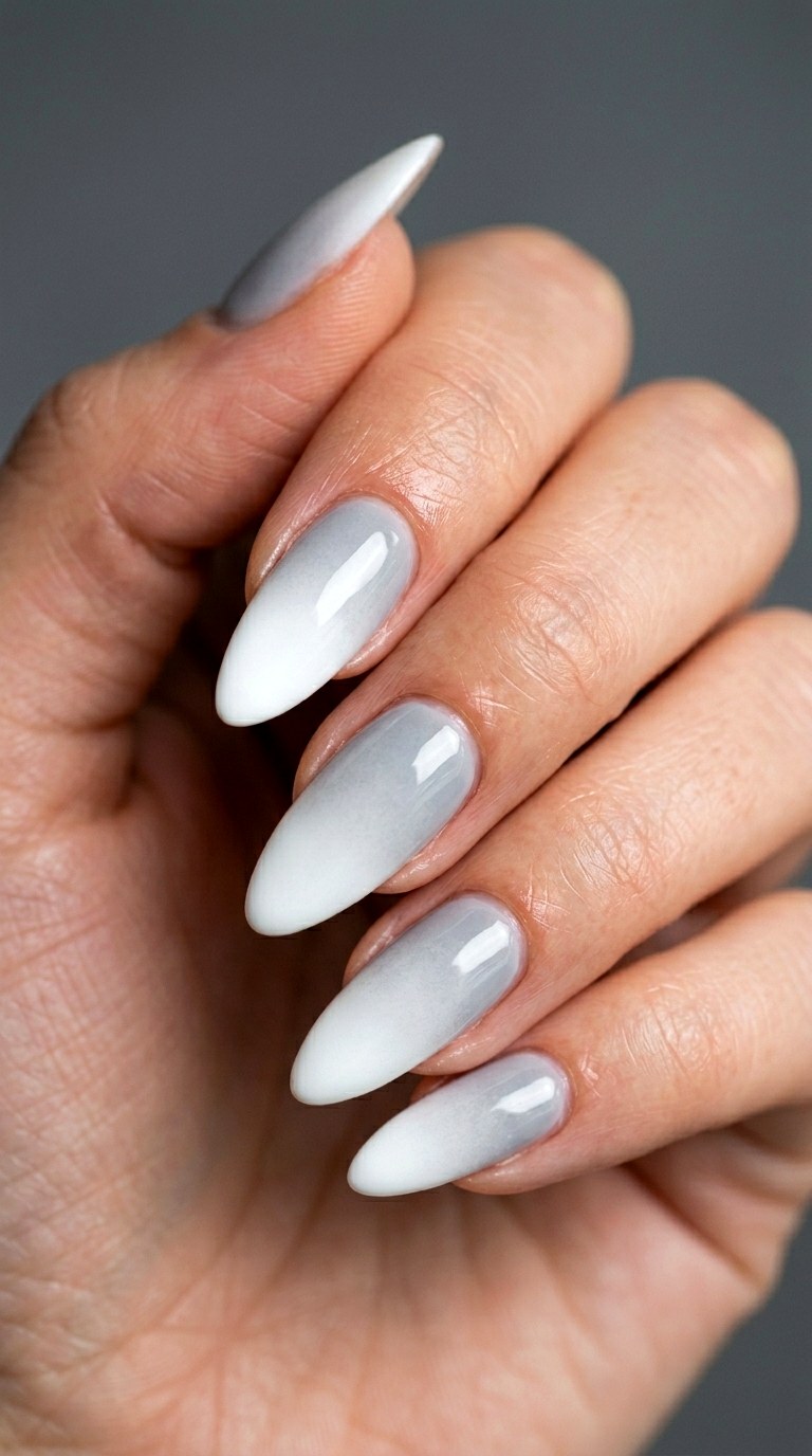 Bright White to Dove Gray Winter to Spring Shift - 28 Seamless Spring Ombre Nails