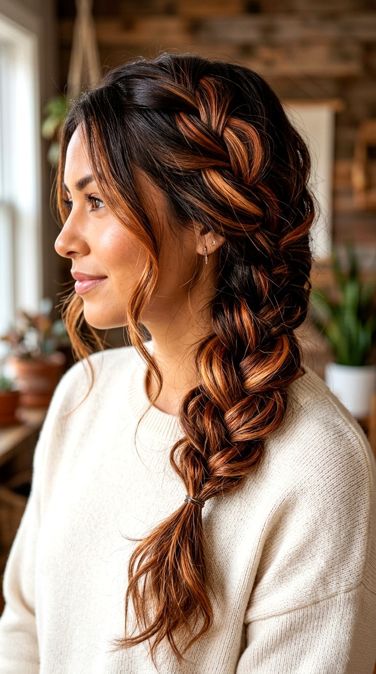 Bronzed Cinnamon Swirls - 20 dark hair with blonde