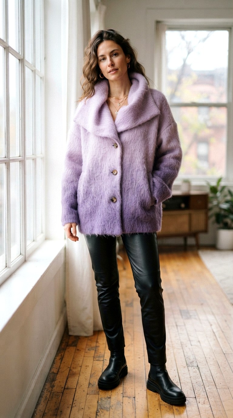 Brushed Mohair high collar jacket - 30 high collar jacket