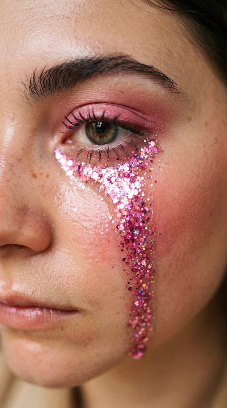 Bubblegum Pink Euphoria Glitter - 30 creative makeup looks