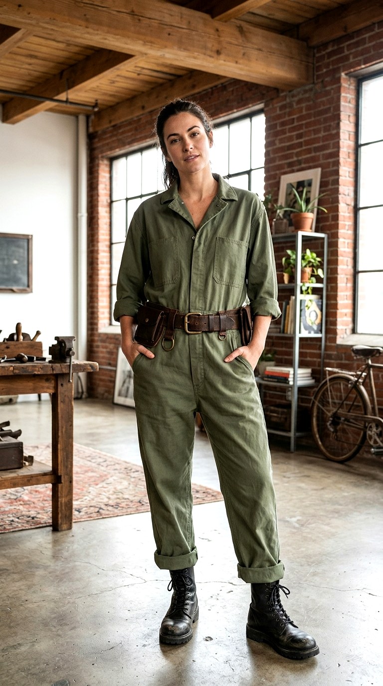Buckled Utility Belt Cinch - 28 green jumpsuit outfit