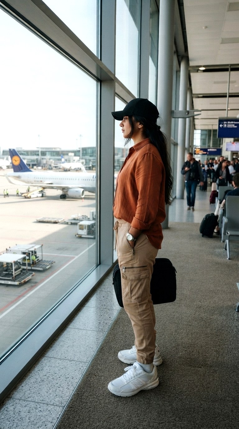 Burnt Orange Shirt With Cargo Utility Joggers - 29 burnt orange shirt outfit