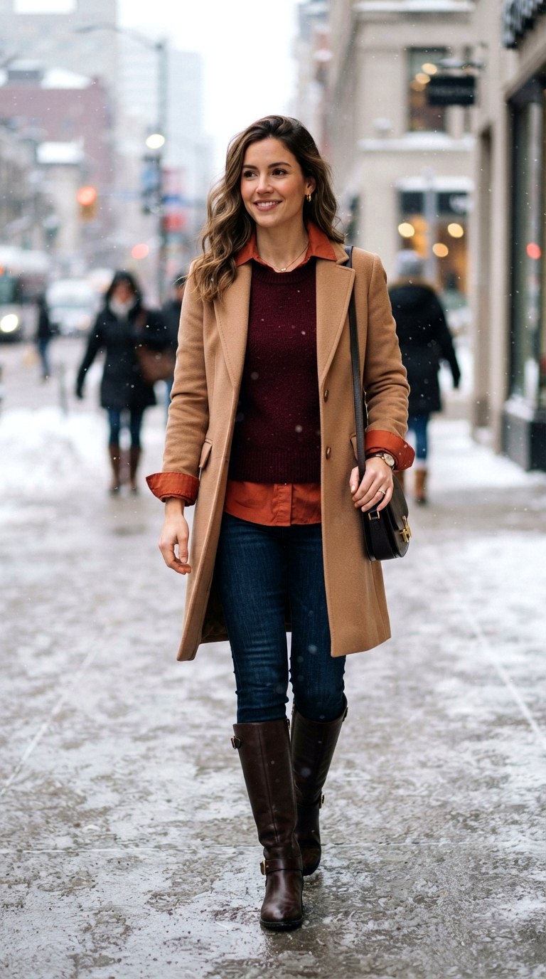 Burnt Orange Shirt With Sleeveless Sweater over the Shirt - 29 burnt orange shirt outfit