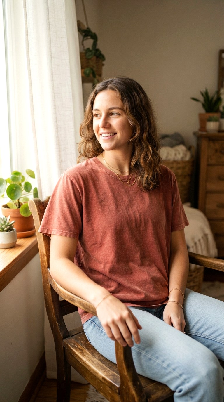 Burnt Sienna Vintage Wash T Shirt - 26 orange t-shirt