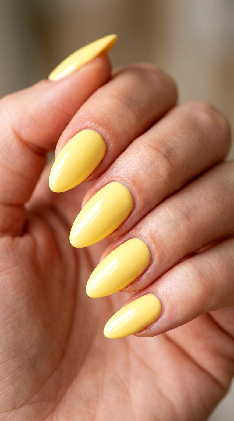 Butter Yellow Almond Nails - 23 Trendy Spring Color Street Nails