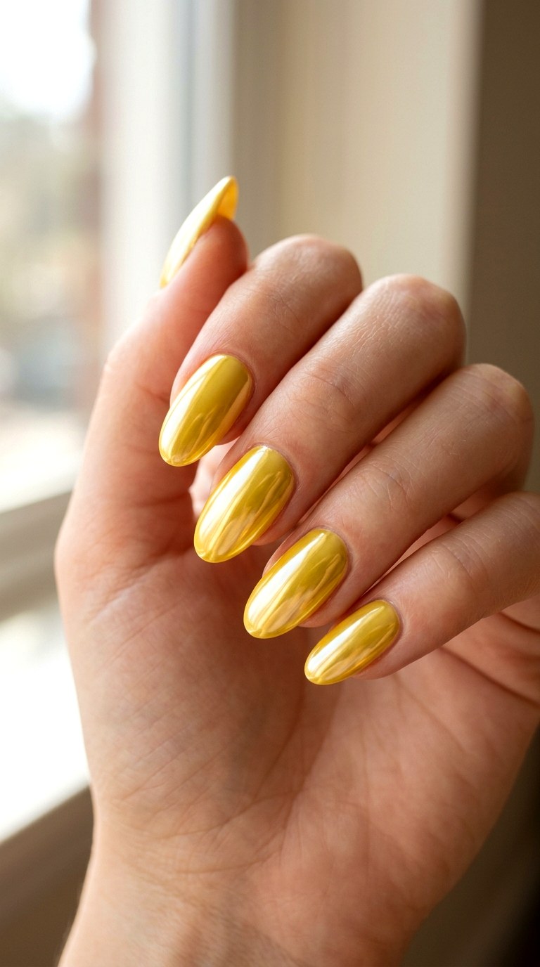 Butter Yellow Chrome - 24 Fresh Spring Acrylic Nails