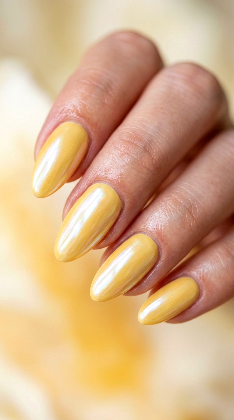 Butter Yellow Glazed Chrome - 27 Cute Spring Color Street Nails