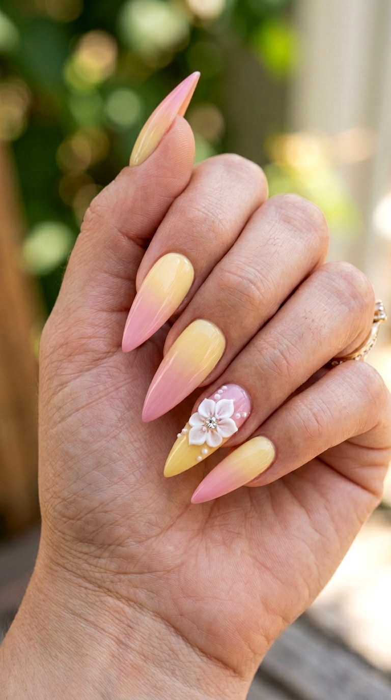Buttercream Yellow Gradient - 27 Charming Spring Acrylic Nails