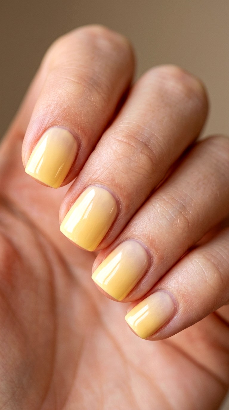 Buttercream Yellow Gradient - 24 Light Spring Ombre Nails