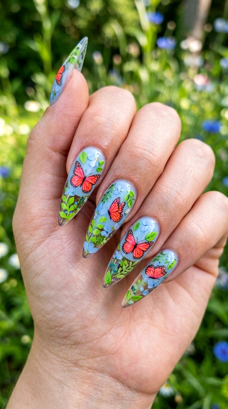 Butterfly Garden Brights - 25 Spring Break Multicolor Acrylic Nails