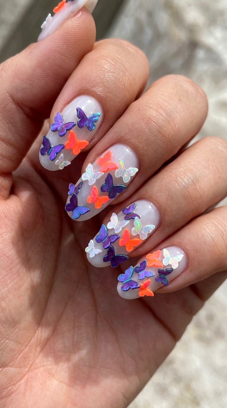 Butterfly Migration Swarm - 29 Maximalist Spring Colorful Junk Nails