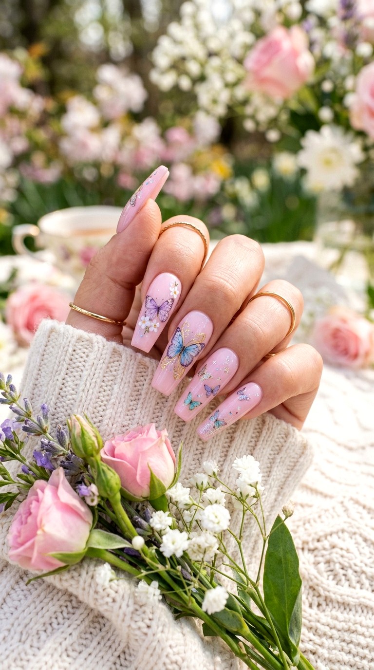 Butterfly Spring Nails - 30 Aesthetic Spring Nail Designs Trending on Pinterest