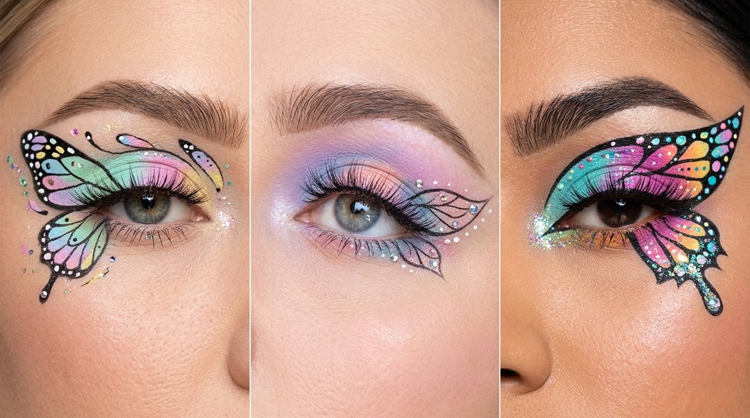 Butterfly Pastel Eye Makeup Collage