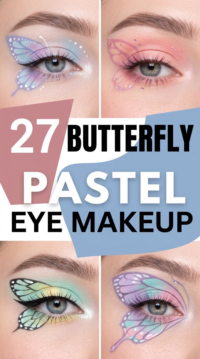 Butterfly Pastel Eye Makeup Collage