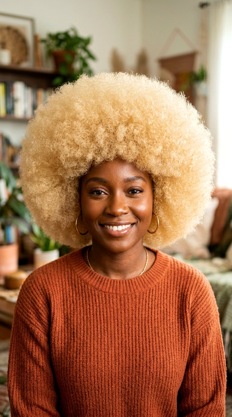 Buttery Blonde Afro - 24 hair color for brown skin