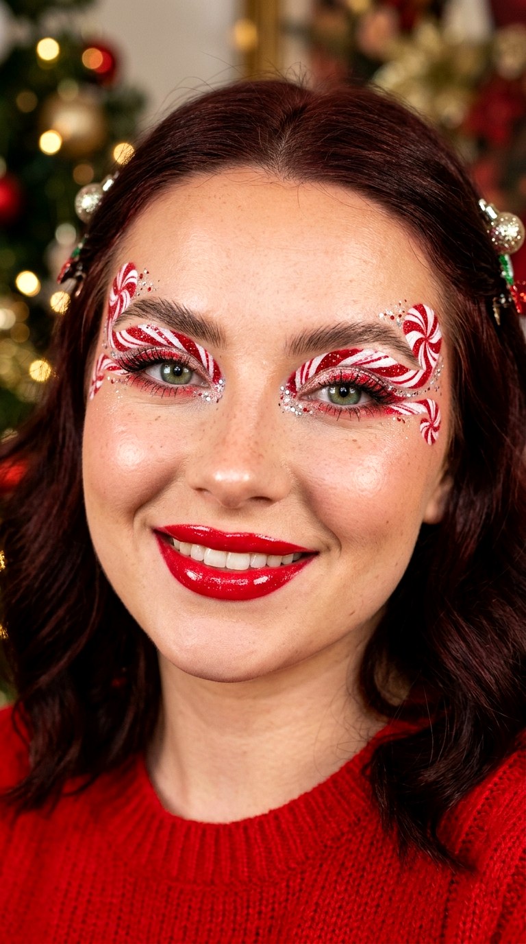 Candy Cane Swirl Makeup - 23 silly makeup