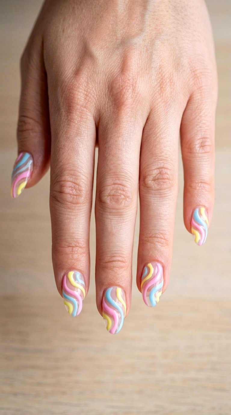 Candy Swirl Abstract - 20 Playful Spring Multicolor Acrylic Nails