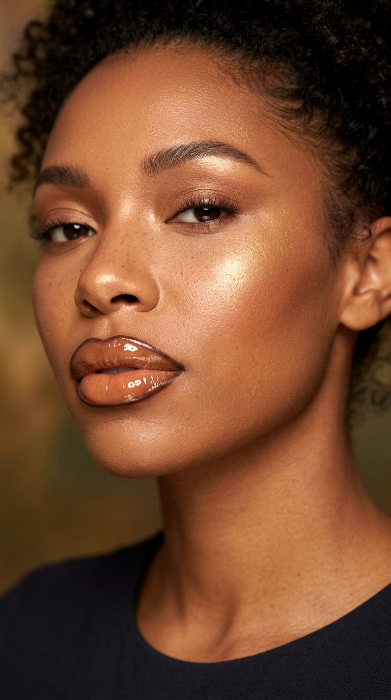 Caramel Drip Gloss Lips - 27 Viral Bold Pouty Lips Makeup Trends Taking Over 2026