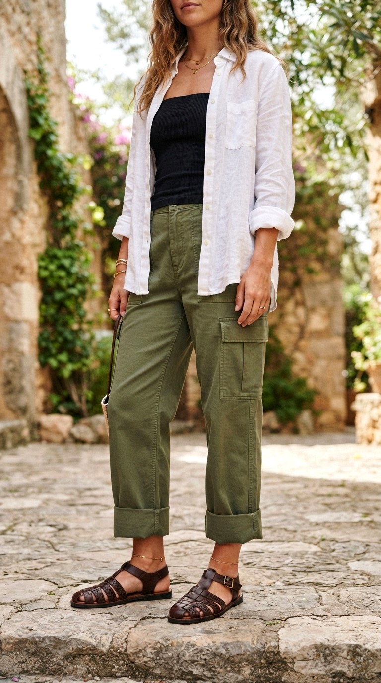 Cargos With a Fisherman Sandal - 28 cargo pants outfits women