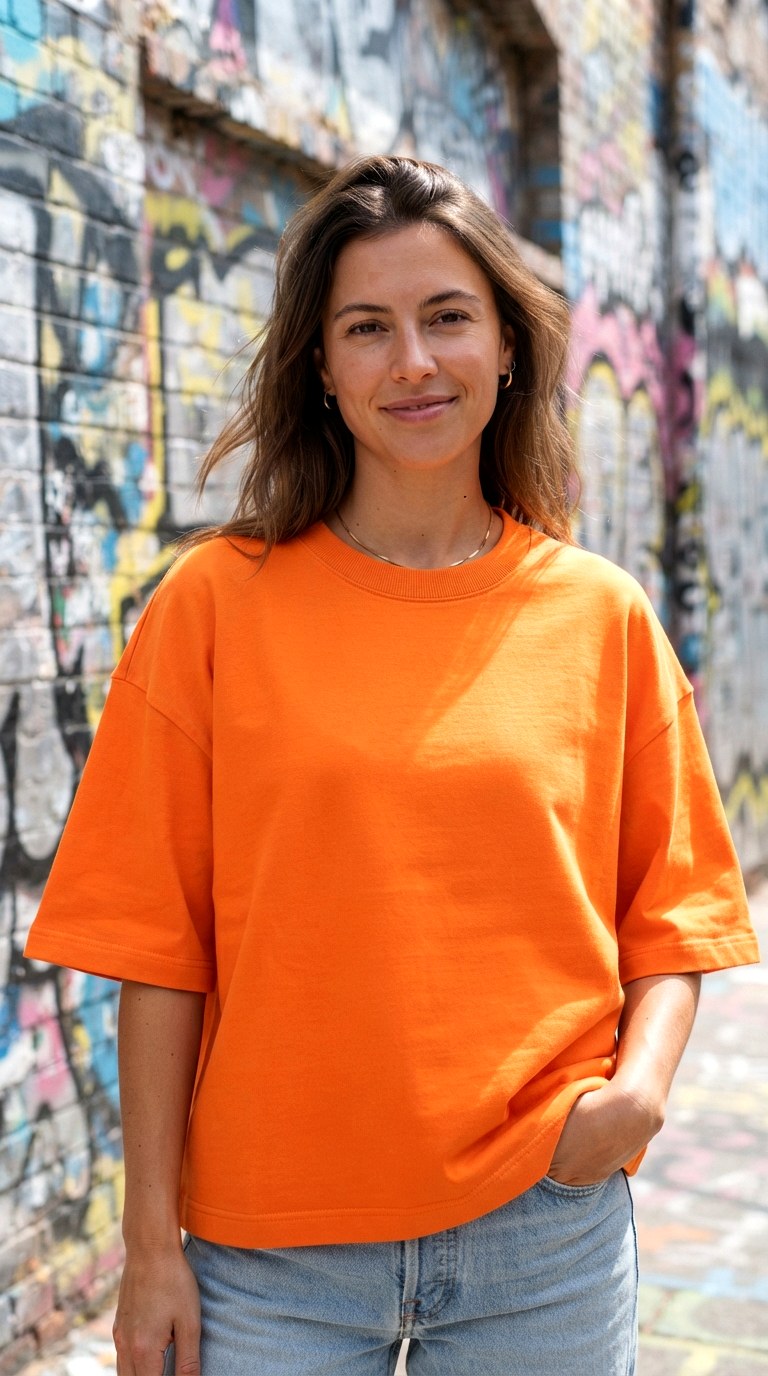 Carrot Orange Box Fit Silhouette - 26 orange t-shirt