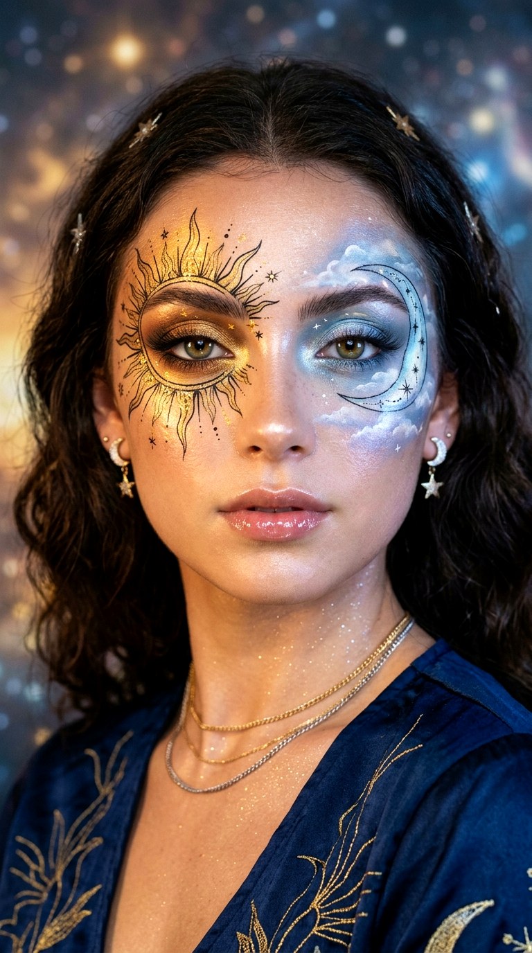 Celestial Sun and Moon Design - 26 makeup idea creative