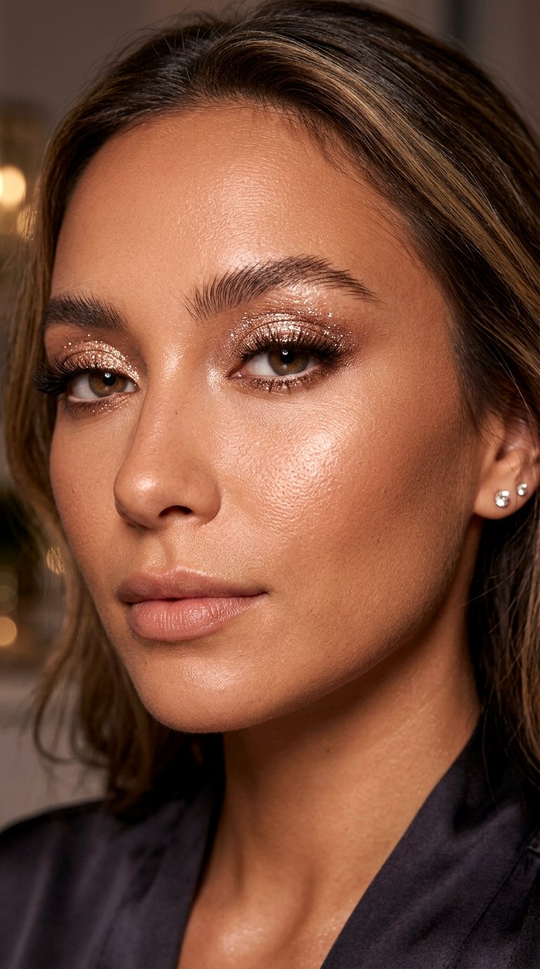 Champagne Sparkle Eye Makeup - 24 Holographic Sparkle Eye Makeup for Night Parties