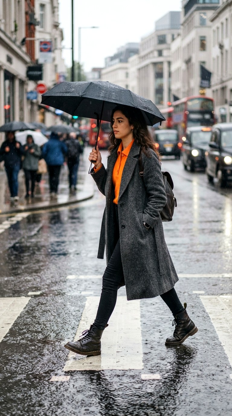 Charcoal Wool Overcoat Styling - 25 orange polo shirt outfit
