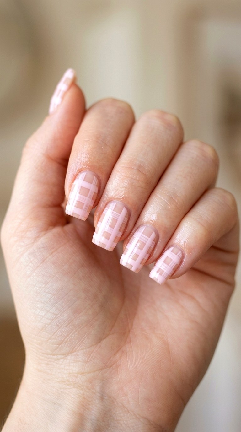 Checkered Gingham Pastels - 24 Fresh Spring Acrylic Nails