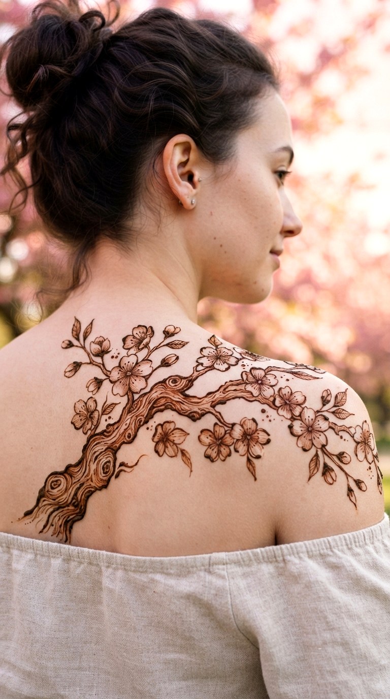 Cherry Blossom Branch - 27 henna tattoo design
