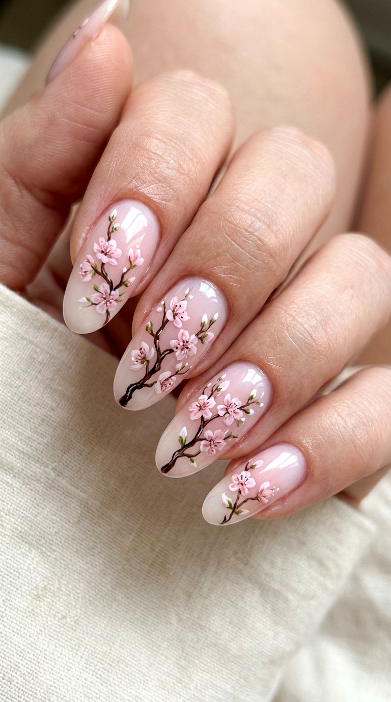 Cherry Blossom Breeze - 24 Radiant Spring Ombre Nails
