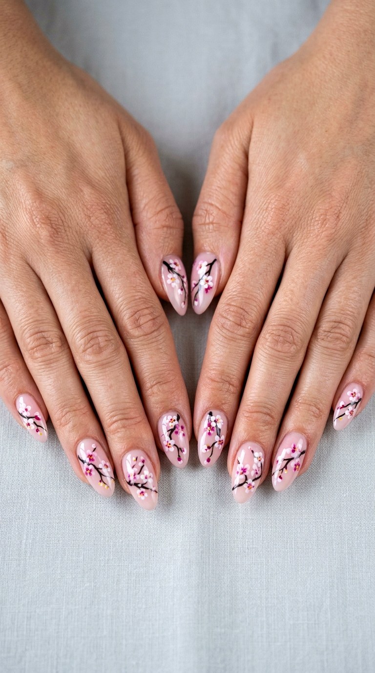 Cherry Blossom Dream - 20 Playful Spring Multicolor Acrylic Nails