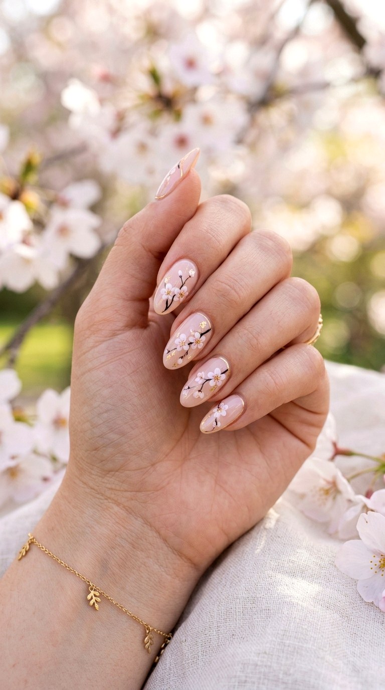 Cherry Blossom Nails - 22 Spring Nail Inspiration Ideas for Your Next Manicure