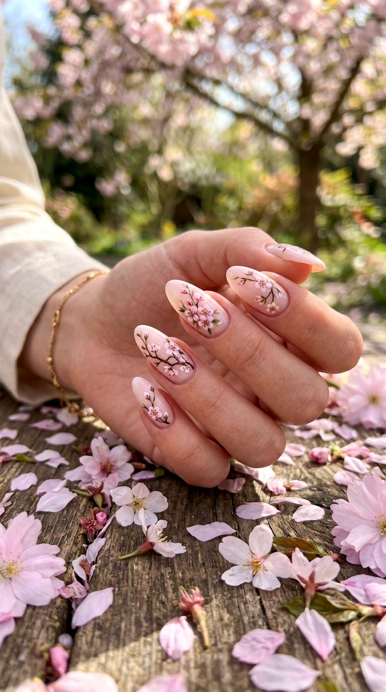 Cherry Blossom Nails - 23 Trendy Spring Nail Art Ideas You Need to Try This Year