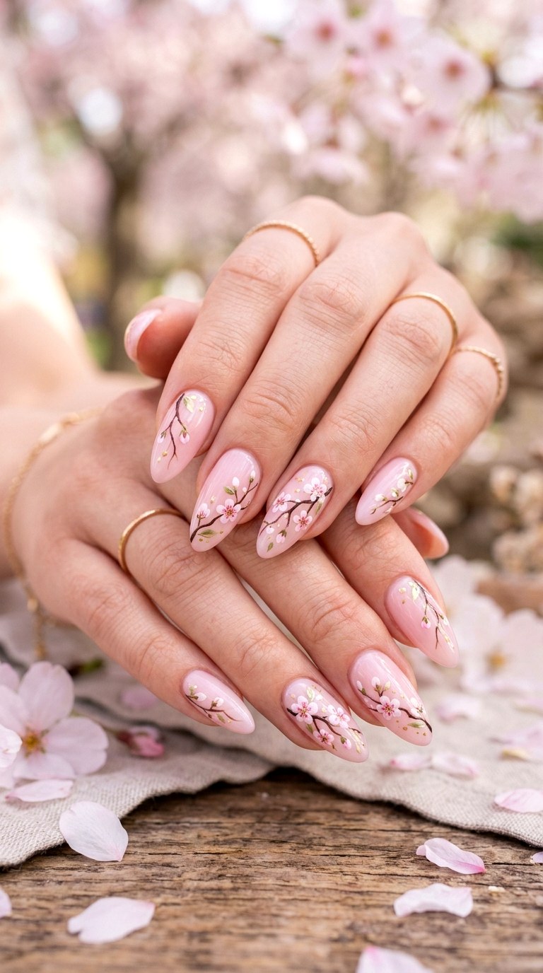 Cherry Blossom Nails - 30 Aesthetic Spring Nail Designs Trending on Pinterest
