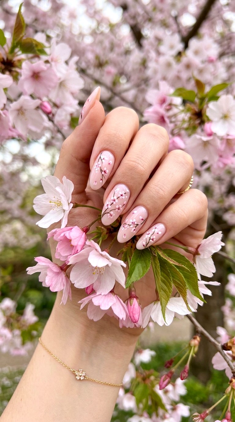 Cherry Blossom Nails - 30 Gorgeous Spring Nail Designs That Are Trending Right Now