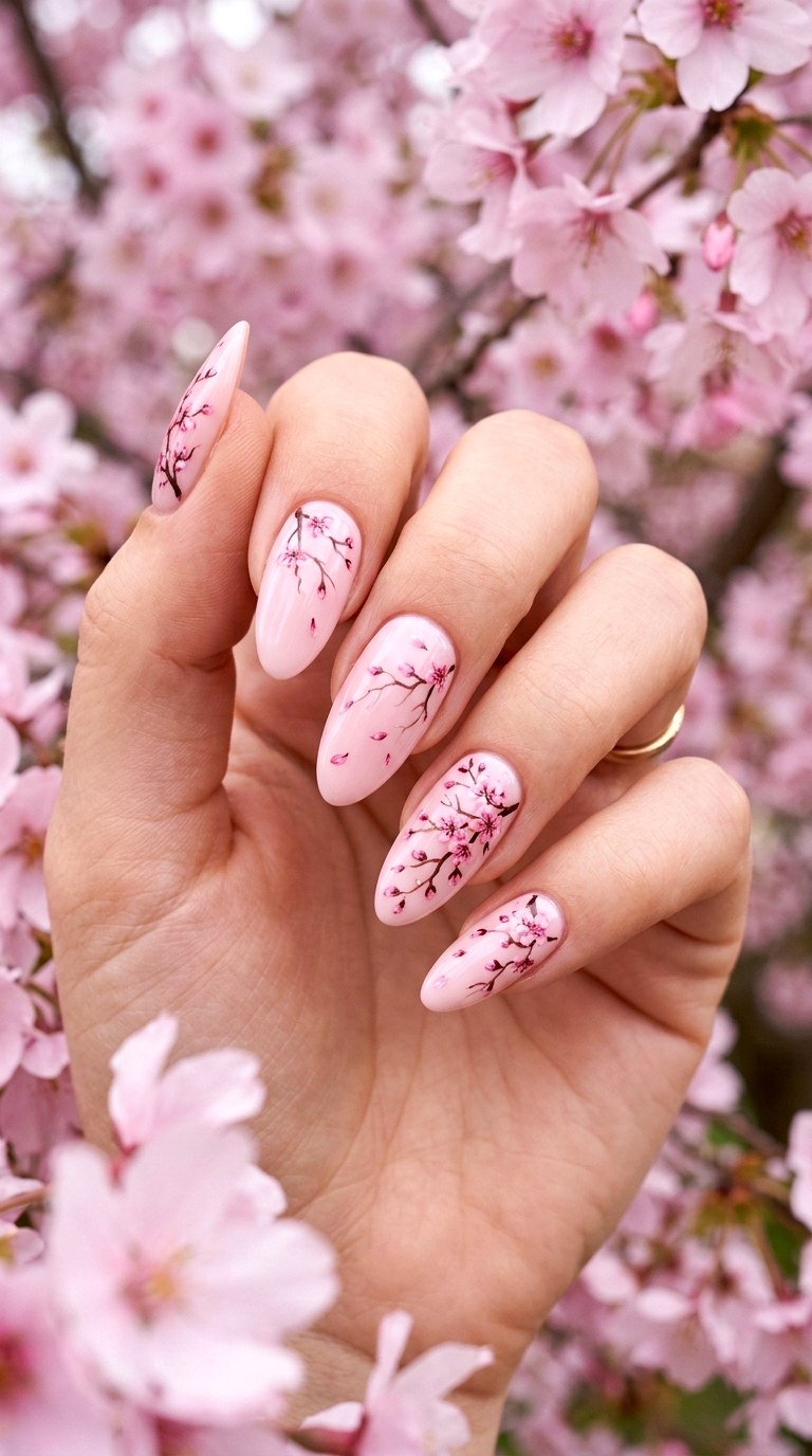 Cherry Blossom Nails - 22 Cute Spring Nail Ideas for a Fresh Seasonal Manicure