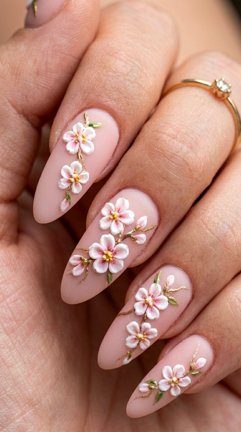Cherry Blossom Sculpture - 30 Professional Spring Acrylic Nails