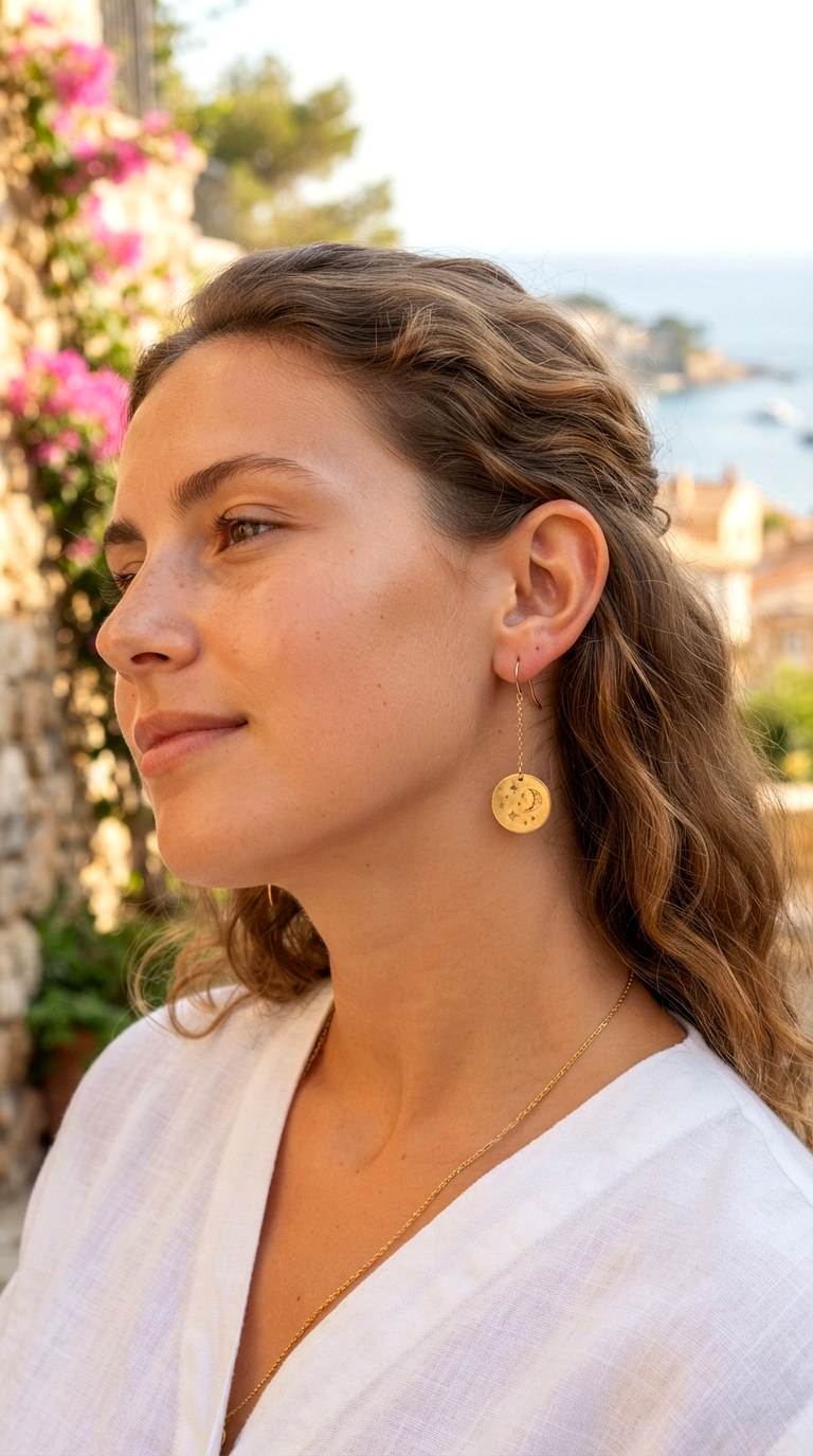 Chic Coin Pendant Discs - 22 gold dangle earrings