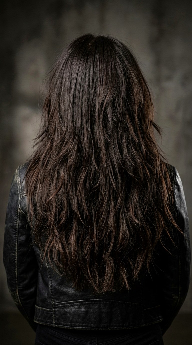 Choppy Texture for Thick Density - 24 long brunette hair with layers