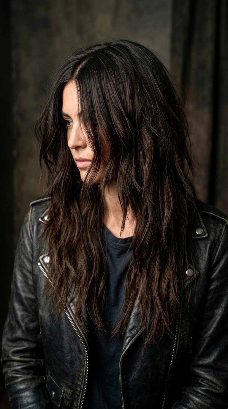 Choppy Texture for a Rock and Roll Edge - 24 long brunette hair with layers