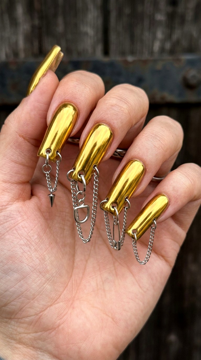 Chrome Chains and Piercing Illusions - 23 Whimsical Spring Colorful Junk Nails