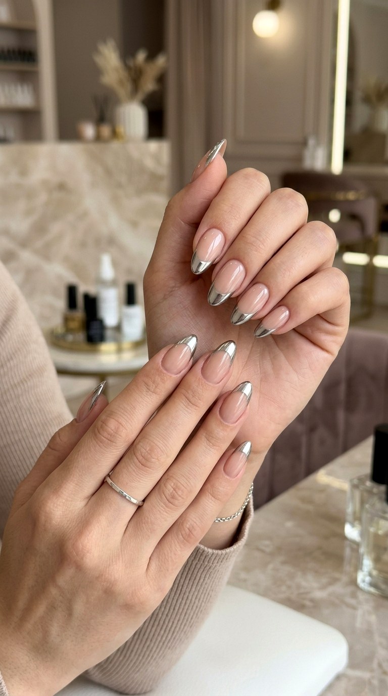 Chrome French Tips - 25 Fresh Spring Nail Colors & Designs You’ll See Everywhere in 2026