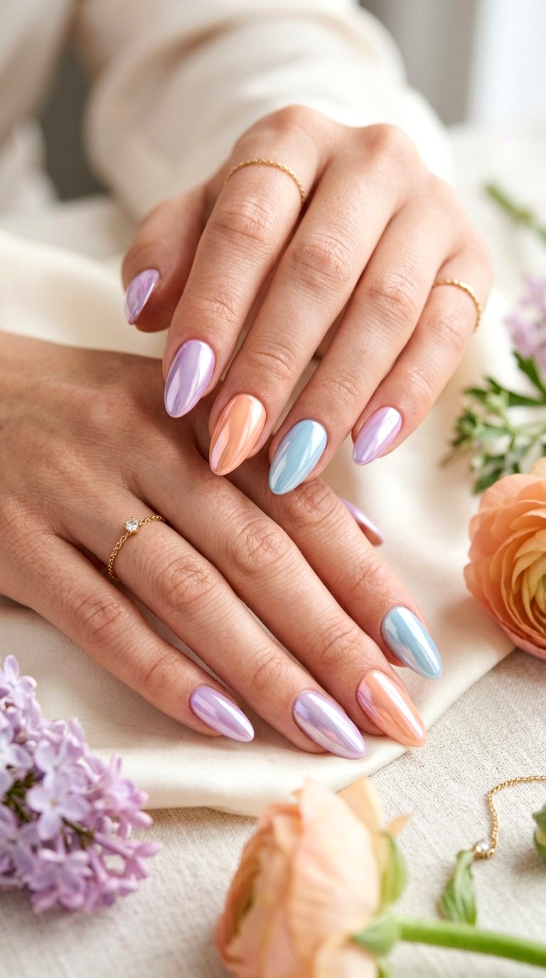 Chrome Pastel Nails - 20 Trendy Spring Nail Art Ideas You Need to Try This Year